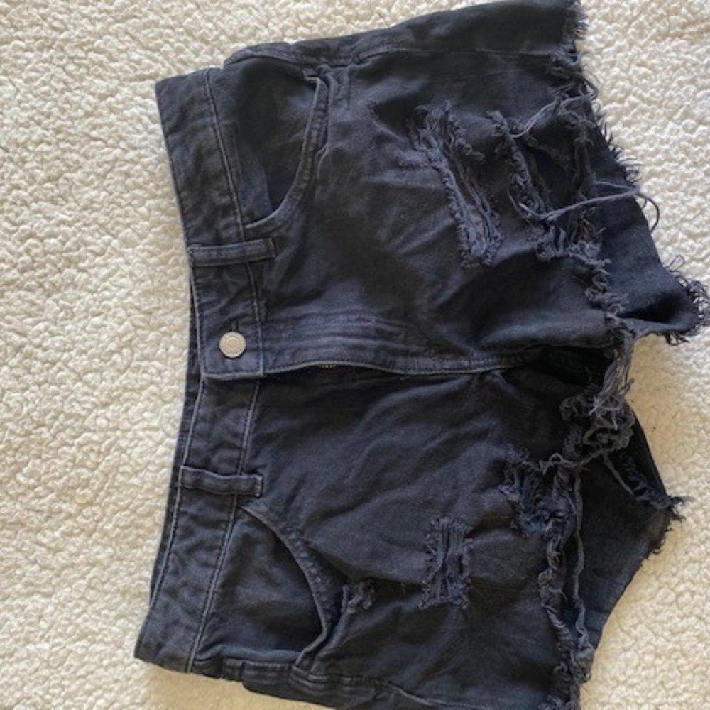 H&M Black Cutoff Denim Shorts